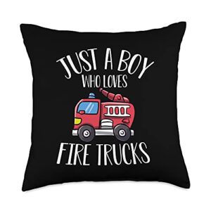 rescue hero-z gifts kids station decor-just a boy who loves fire trucks throw pillow, 18x18, multicolor