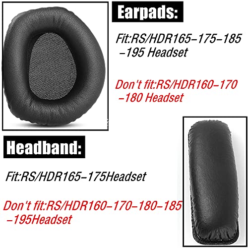 Upgrade Earpads Ear Cushion Protein Leather RS165 RS175 Replacement Compatible with Sennheiser HDR165 HDR175 Wireless Headset Headband Memory Foam