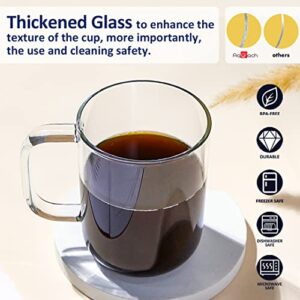 Aquach Glass Mugs 20 oz Set of 2, Extra Large Clear Glass Cup with Handle for Hot/Cold Coffee Tea Beverage, Thicker Quality for Safe Use Every Day