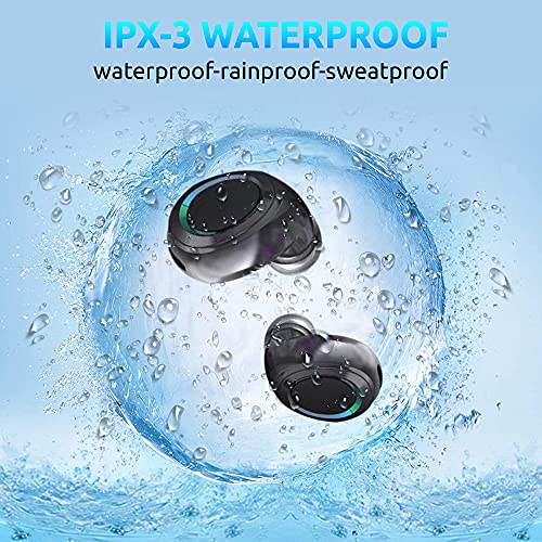 VOLT PLUS TECH Wireless V5.1 PRO Earbuds Compatible with Alcatel OneTouch Pop 2 (4.5) IPX3 Bluetooth Touch Waterproof/Sweatproof/Noise Reduction with Mic (Black)