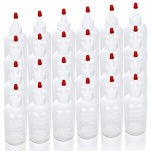 24 Pack 6oz Plastic Squeeze Bottles with Red Tip Caps and Measurement, Leak Proof Refillable Plastic Squeeze Condiment Bottles Container for BBQ, Ketchup, Sauces, Dressing, Syrup, Arts, Crafts, Glue