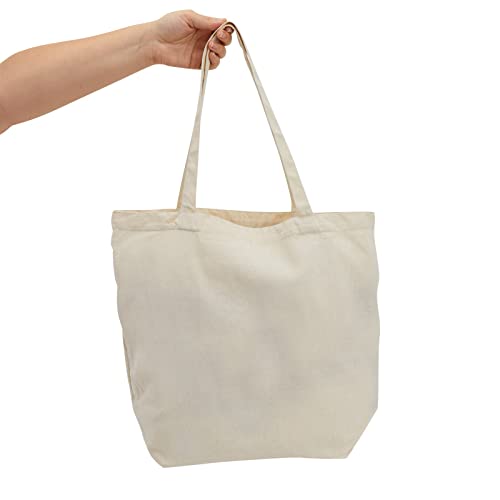 Reusable Canvas Grocery Bags, Non Woven Cloth Tote Bags with Handles for Shopping (16.5 x 19.5 In, 3 Pack)