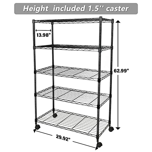 YSSOA 4-Tier Heavy Duty Storage Shelving Unit,Chrome,35L x 18W x 61H inch