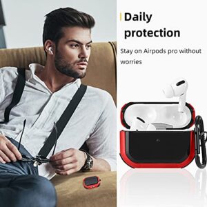 WAMOY Airpods Pro Case for Men Women,Shockproof Hard Shell Protective Case Cover with Keychain for Apple Airpods pro Charging Case (Red)
