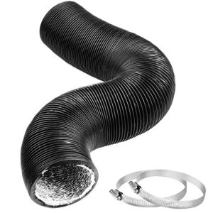 yijuhou 4 inch 5 feet dryer vent hose, flexible aluminum air ducting for hvac ventilation, fan filter and grow tent, 2 clamps include