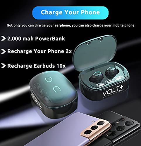 VOLT PLUS TECH Wireless V5.1 PRO Earbuds Compatible with Kobo Clara HD IPX3 Bluetooth Touch Waterproof/Sweatproof/Noise Reduction with Mic (Black)
