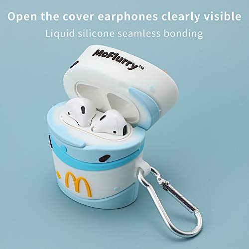 Airpod Case, 3D Cute Funny Cool Kawaii Fashion Food and Drink Airpod Case Design , Kawaii Fun Cool Keychain for Airpod 1/2 (McFlurry)