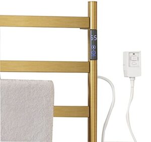 towel warmer 6 bar freestanding & wall mounted heated drying rack aluminum frame home bathroom space saving stainless steel heating drying rack (color : gold)