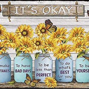 Sunflower It's Okay to Make Mistakes Funny Metal Novelty Sign Metal Retro Wall Decor for Home,Street,Gate,Bars,Restaurants,Cafes,Store Pubs Sign Gift 12 X 8 INCH Metal Sign…