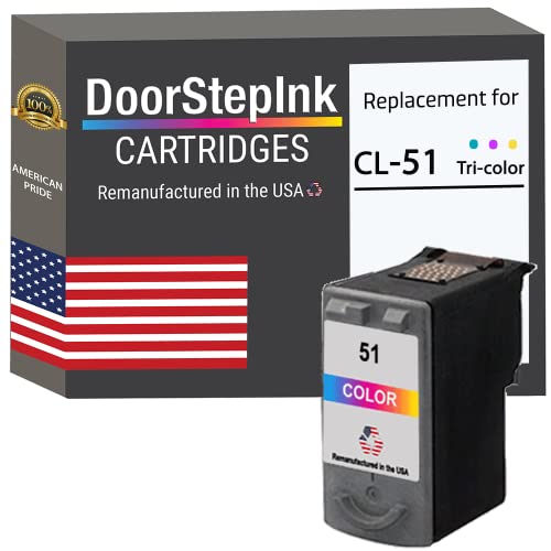 DoorStepInk Remanufactured in The USA Ink Cartridge Replacements for Canon CL-51 Color for Canon Pixma MP150 MP160-MFP MP180-MFP MP450 MP460-MFP MX300 MX310