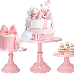 Set of 3pcs Pink Cake Cupcake Stands Round Modern Dessert Towers Decor Serving Platter for Girl's Party Baby Shower Wedding Birthday Parties Celebration