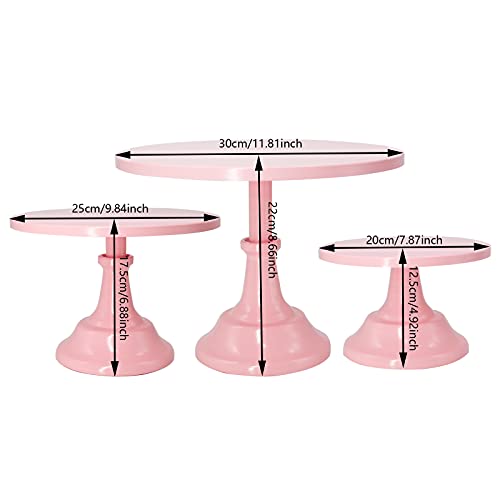 Set of 3pcs Pink Cake Cupcake Stands Round Modern Dessert Towers Decor Serving Platter for Girl's Party Baby Shower Wedding Birthday Parties Celebration