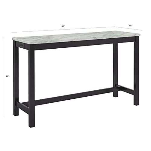 New Classic Furniture Celeste Faux Marble Theater Bar Table with 3 Bar Stool Set, Black Velvet with Black Base