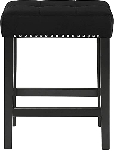 New Classic Furniture Celeste Faux Marble Theater Bar Table with 3 Bar Stool Set, Black Velvet with Black Base