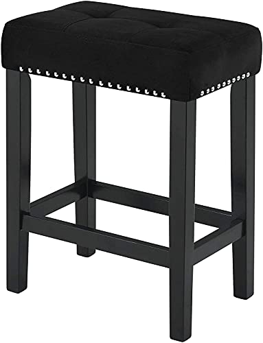 New Classic Furniture Celeste Faux Marble Theater Bar Table with 3 Bar Stool Set, Black Velvet with Black Base