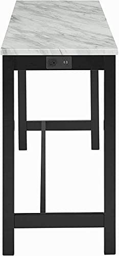 New Classic Furniture Celeste Faux Marble Theater Bar Table with 3 Bar Stool Set, Black Velvet with Black Base