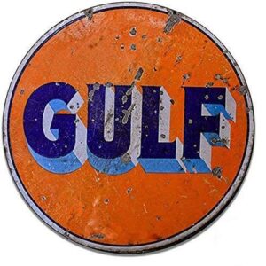 saraheve round metal sign new gulf oil gasoline logo round tin sign iron painting designable customization dia 12 inch