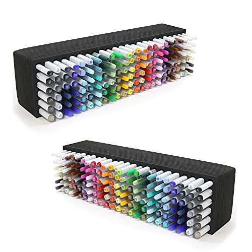 Polar Whale 2 Art Marker Storage Tray Organizers Pen Pencil Brush Storage Design Stand Supply Horizontal Storage Non-Scratch Non-Rattle Washable Compatible with Copic and More Each Holds 144