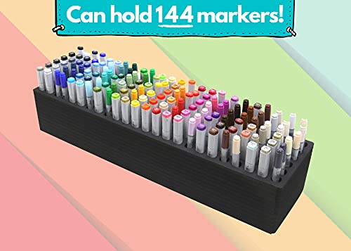 Polar Whale 2 Art Marker Storage Tray Organizers Pen Pencil Brush Storage Design Stand Supply Horizontal Storage Non-Scratch Non-Rattle Washable Compatible with Copic and More Each Holds 144