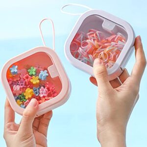 revaxup 2pcs hair tie organizer boxes,small portable hair tie holder organizer can be stackable or hung on the wall,best for hair ties storage or small items organizer on desktop, pink&white