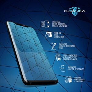 ClearView Liquid Glass Screen Protector | Covers up to 4 Devices | for All Smartphones Tablets and Watches Wipe On Nano Protection - Bottle