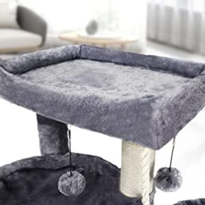 Xin Three Layer Cat Tree with Cat Condo and Two Hammocks,Grey