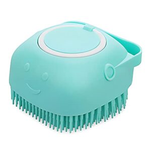 molain dog cat bath brush comb silicone rubber dog grooming brush silicone puppy massage brush hair fur grooming cleaning brush soft shampoo dispenser (blue)