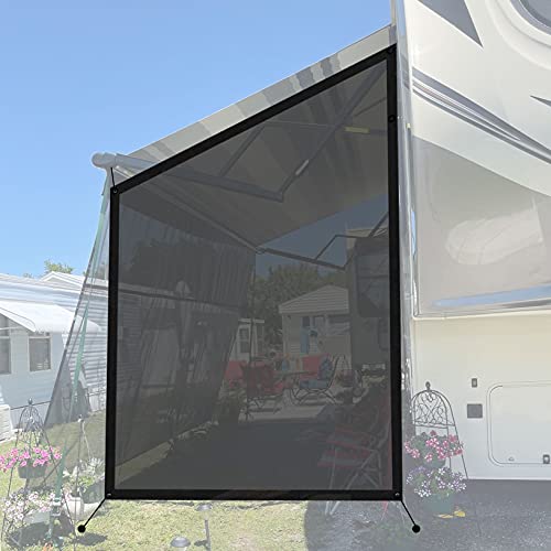 Shoppingsoon RV Awning Side Sun Shade 9’ x 7’ Screen Kit Compatible with Dometic Camping Trailer Canopy Black Mesh Screen UV Blocker