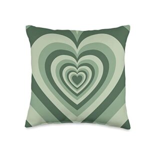 sage green love heart design sage green love heart latte pattern coffee lovers throw pillow, 16x16, multicolor