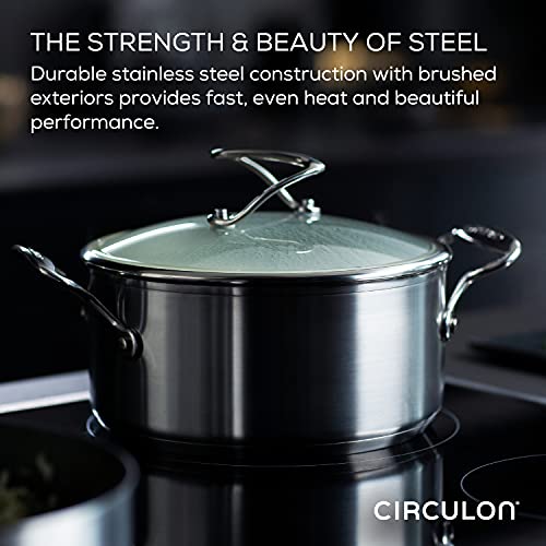 Circulon Stainless Steel Cookware Pots and Pans Set with SteelShield Hybrid Stainless and Nonstick Technology