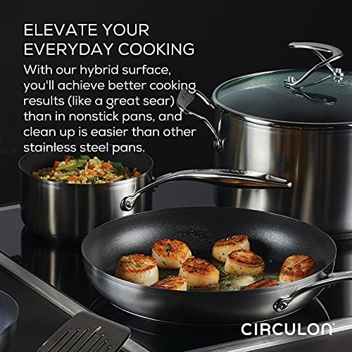 Circulon Stainless Steel Cookware Pots and Pans Set with SteelShield Hybrid Stainless and Nonstick Technology