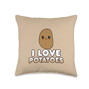 cute kawaii i love potatoes shirts apparel gifts funny gift cute kawaii style i love potatoes throw pillow, 16x16, multicolor