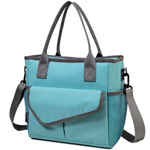 vaschy lunch bag for women, ladies fashion insulated lunch box tote bag for work school office w shoulder strap turquoise