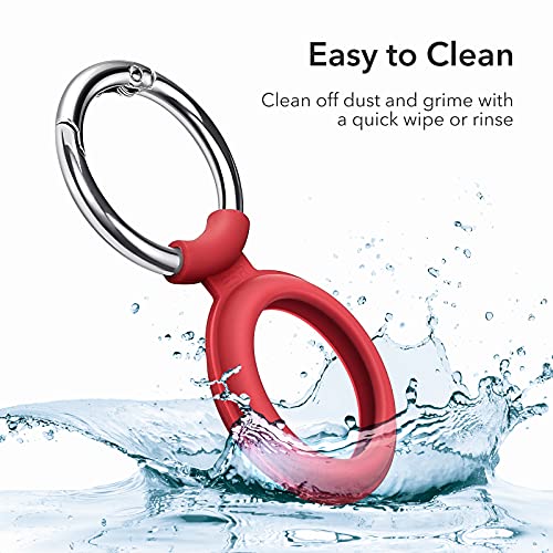 ESR Case Compatible with AirTag 2021, 2 Pack, Silicone AirTag Holder with Keyring, Protective AirTag Keychain Cover, Cloud Series, Red/Black