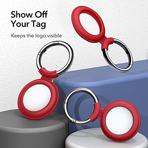 ESR Case Compatible with AirTag 2021, 2 Pack, Silicone AirTag Holder with Keyring, Protective AirTag Keychain Cover, Cloud Series, Red/Black