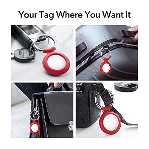 ESR Case Compatible with AirTag 2021, 2 Pack, Silicone AirTag Holder with Keyring, Protective AirTag Keychain Cover, Cloud Series, Red/Black