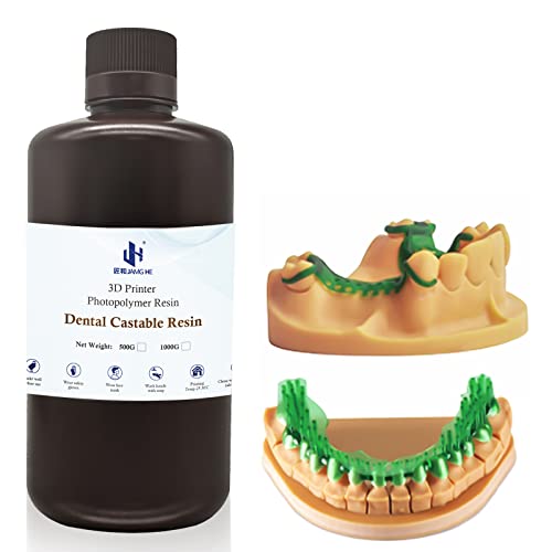 Jamghe Dental Castable Resin UV Photopolymer Resin 405nm Ultra Low Shrinkage, Easy Casting for Dental implant Restoration Frame & Crown 1000G…