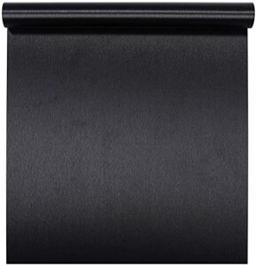 glow4u 24"x117" peel and stick vinyl black stainless steel wallpaper brushed black metallic stainless steel contact paper for fridge refrigerator dishwasher stove appliances liner sticker