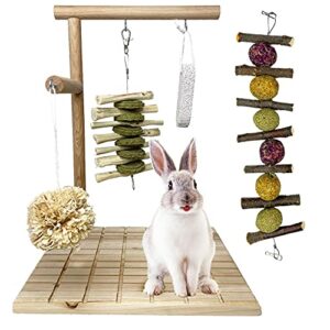 kathson bunny chew toys for teeth grinding, rabbit wooden scratch board feet pad platform small animals play toy for guinea pigs chinchilla hamsters other rodent pets