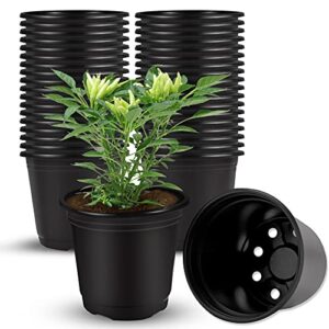augshy 40 pcs 4" black plastic plant nursery seed starting pots for succulent seedling cutting transplanting