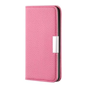 onv samsung galaxy s9 flip case, compatible with samsung galaxy s9 leather case with shockproof card slot kickstand flip wallet cover for samsung galaxy s9 [litchi ]-pink