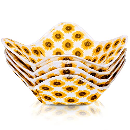 Microwave Bowl Cozy Holders Set of 4, Microwave Safe Hot Bowl Holder Bowl Potholders, Multipurpose Heat Resistant Plate holder for Hot and Cold Bowls Home Kitchen (Sunflower)