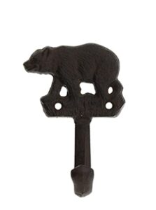 the bridge collection cast iron single black bear wall hook key hanger cabin lodge decor (style 1)