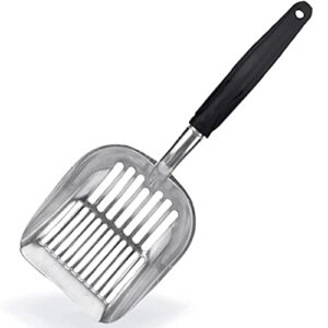 moonshuttle metal cat litter scoop, durable, works with all type of cat litter, ergonomically designed handle