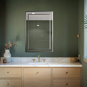 FRALIMK Mirror on Mirror Frameless Rectangular Wall Mirror for Bathroom 22" x 32" Polished Beveled Edge Rectangle Wall Mirror Decorative Wall Mirrors for Entryways, Living Room, Washroom and Bedroom