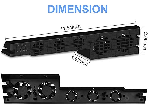 Linkhood Cooling Fan for PS4 PRO, USB External Cooler 5 Fan Turbo Temperature Control Cooling Fans for Sony Playstation Pro Gaming Console