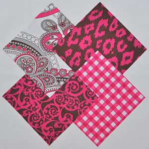 pink butterflies 4" fabric squares charm pack 100% cotton, 40 pieces