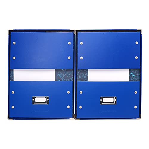 Snap-N-Store Storage Box - Pack of 2 Large, Collapsible, 13.25 x 10.13 x 5.75 Inch Storage Boxes for Kids, Crafts, Toys, Games and Organizing - Foldable Containers with Lids - Back To School - Blue