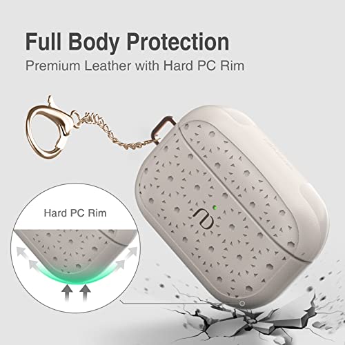 Nereides Compatible with AirPods Pro Case, Protective Leather Cover with Keychain, High-end Fashion Design Skin with Hollow Out Pattern for Women, Supports Wireless Charging, Front LED Light Visible