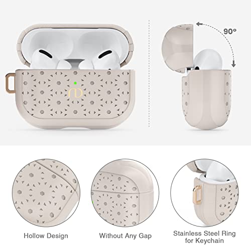 Nereides Compatible with AirPods Pro Case, Protective Leather Cover with Keychain, High-end Fashion Design Skin with Hollow Out Pattern for Women, Supports Wireless Charging, Front LED Light Visible